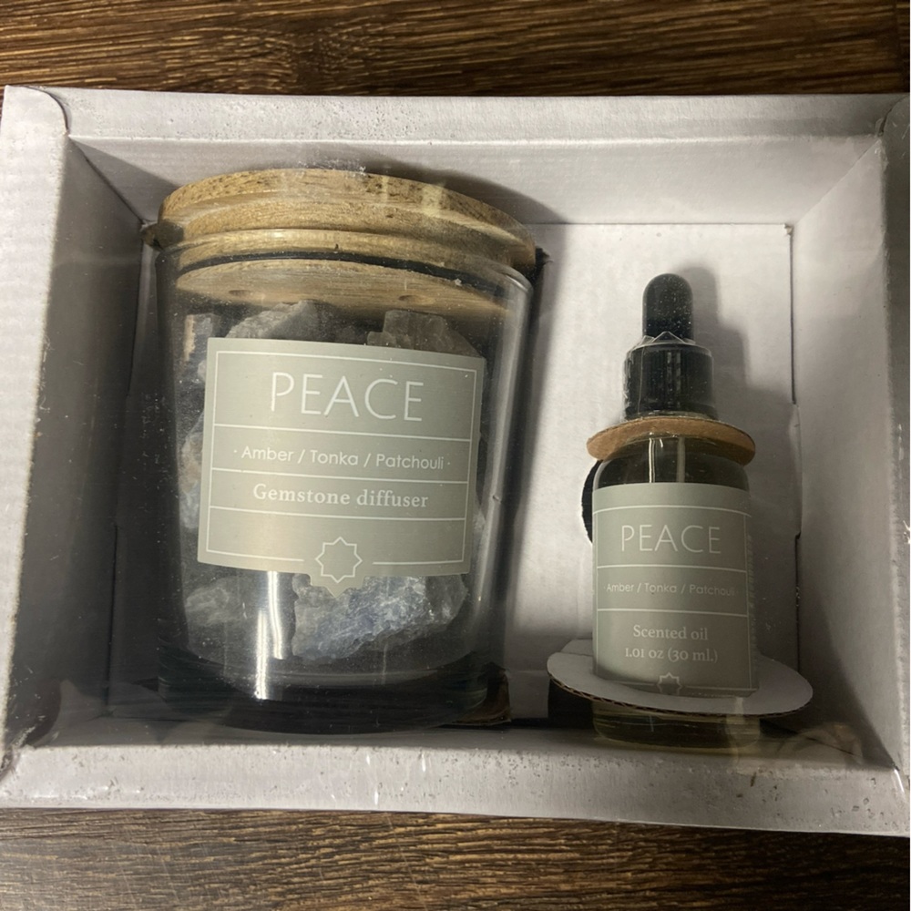 Found & Fable Peace Gemstone Diffuser & Scented Oil, 1oz
